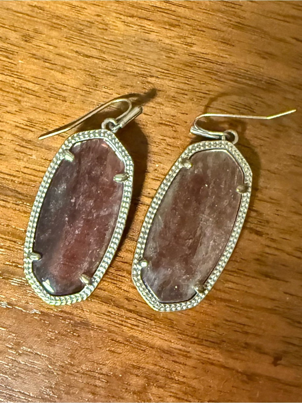 Kendra Scott Tan Stone Silver-Frame Elongated Drop Earrings